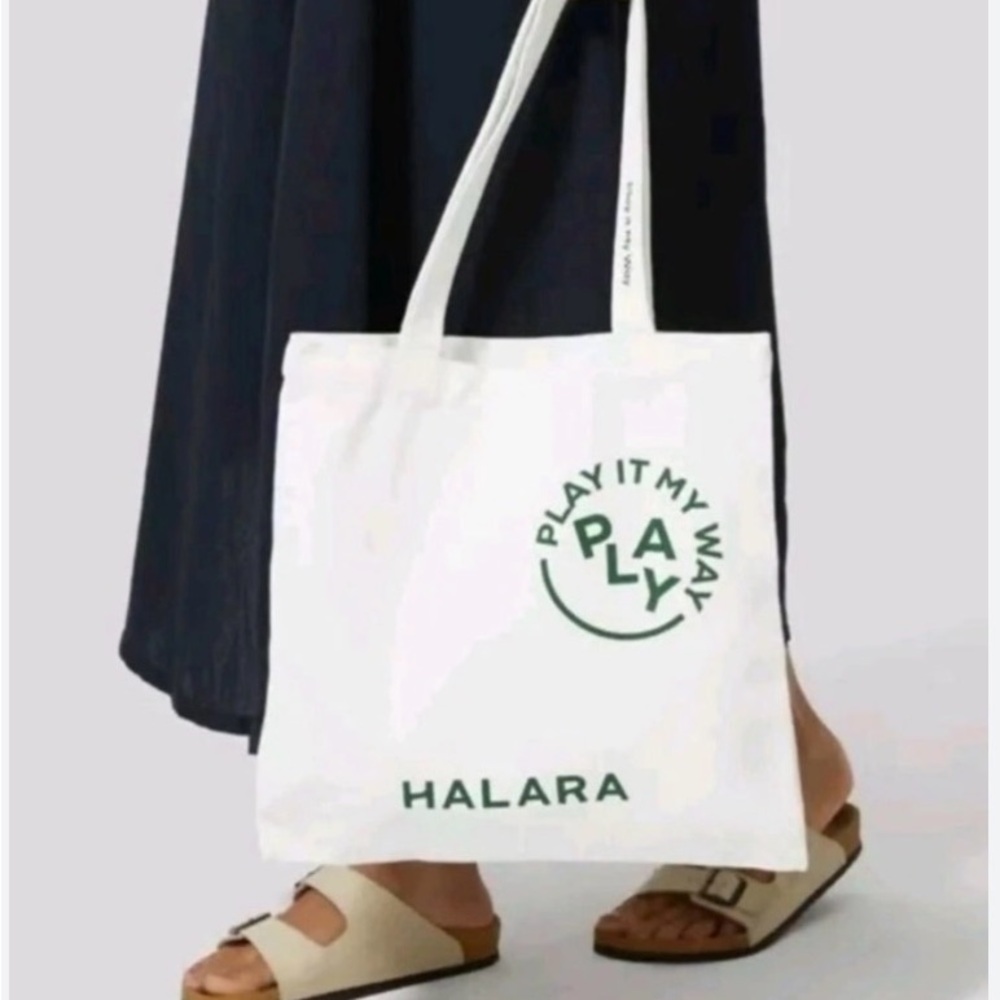HALARA Cream Canvas Tote Dark Green Logo
Play It My Way Tote Bag